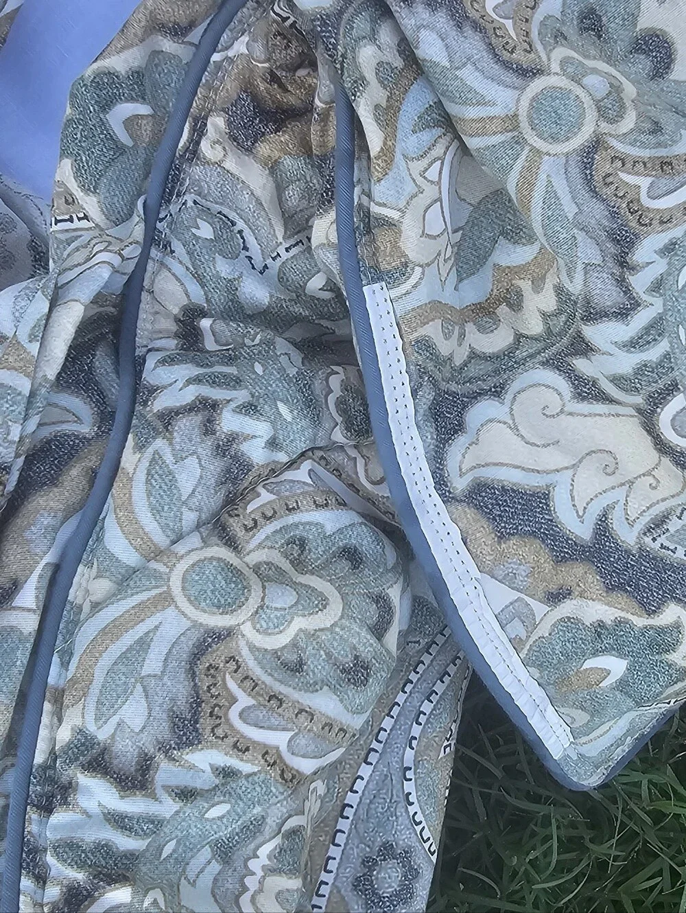 Pottery Barn McKenna Paisley Blue Organic Cotton King Sham Euro Quilted Set Read